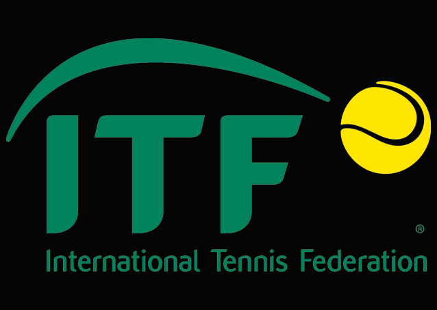 ITF logo with green letters, a yellow tennis ball, and International Tennis Federation text below.