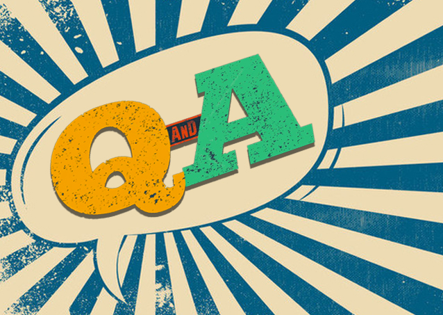 Retro comic-style image with a speech bubble and large colorful Q & A text in the center.