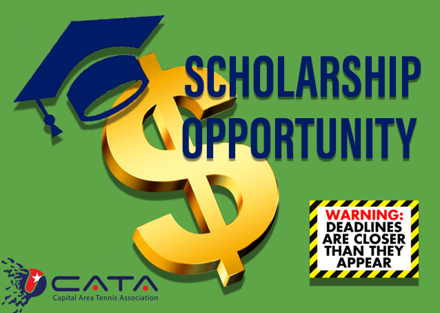 Large gold dollar sign, graduation cap, and text: Scholarship Opportunity. Warning: Deadlines are closer than they appear.