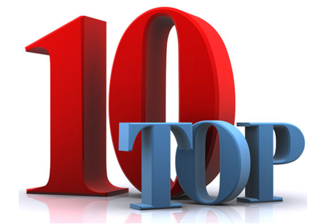 Large red number 10 with the word TOP in blue capital letters in front of it.